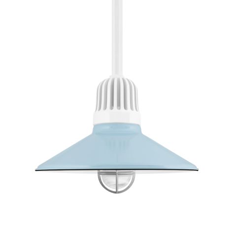 16" Touchdown, 765-Porcelain Delphite, Heat Sink in 250-White, Mounting in 250-White, CGG-Standard Cast Guard in 975-Galvanized, RIB-Ribbed Glass