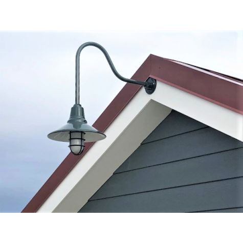 14” Aero Nautical LED, 300-Dark Green, CGG-Standard Cast Guard, G24 Gooseneck Arm, Frosted Glass | Photo Courtesy of Homeowner