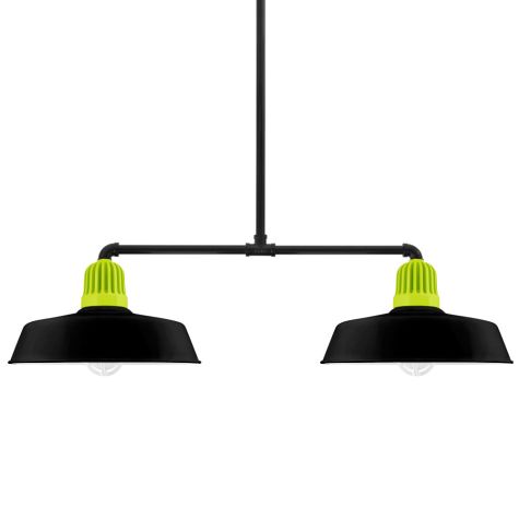 20" Scrimmage, 100-Black, Heat Sink in 380-Chartreuse, 18" Arms & Stem in 100-Black, TGG-Heavy Duty Cast Guard in 200-White, FST-Frosted Glass