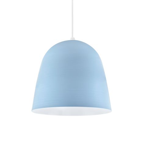 16" Egg LED Pendant, Exterior in 715-Delphite Blue PTMP, Interior in 200-White, CSW-White Cloth Cord