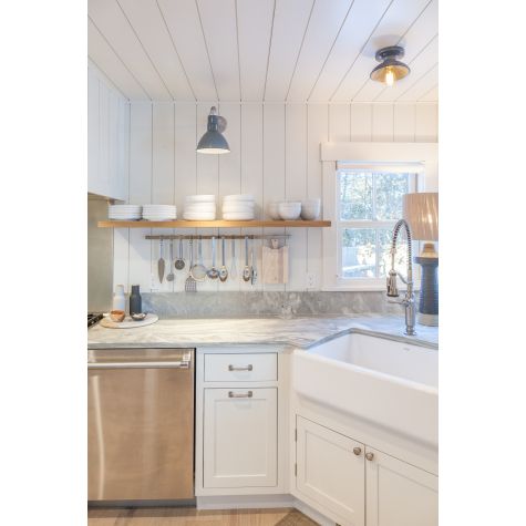 Kao Flush Mount, 810-Graphite (Also Pictured: Wilcox Deep Bowl Gooseneck Light in 850-Graphite) | Photo Courtesy of Red House Building