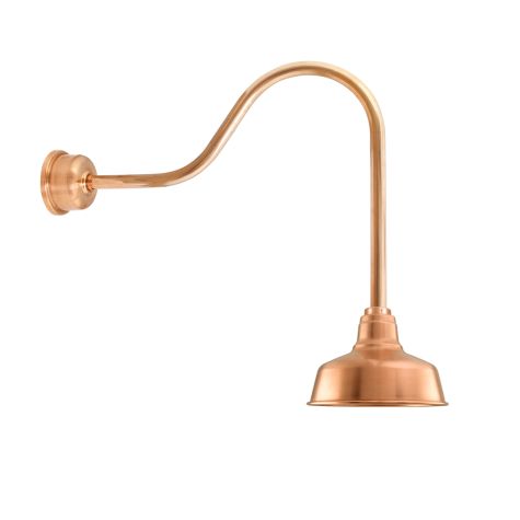 10" Esso, 995-Natural Raw Copper, G24 Gooseneck Arm, Decorative Backing Plate & Hex Cover
