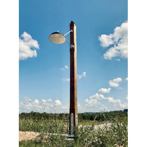 20” The Original™ LED, 100-Black, G36 Gooseneck Arm in 975-Galvanized, 1250 Lumen LED, 2700K-Warm White Color Temperature, Domed LED Lens | Photo Courtesy of High Street Real Estate Development and Long Sales AR