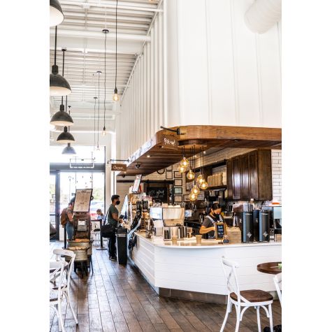 20” Wilcox, 150-Black, 48" Stem, Standard Canopy | Photo Courtesy of Summer Moon Coffee Fort Worth