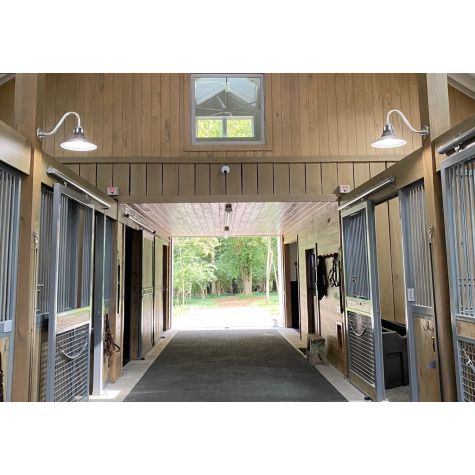 12” Aero Vented Gooseneck Light, 805-Charcoal Granite, Narrow Slot Vents, G26 Gooseneck Arm in 980-Brushed Aluminum | Photo Courtesy of Homeowner
