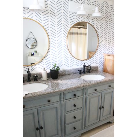 Austin Double Straight Arm Vanity Light, 200-White | Photo Courtesy of Melissa Michaels of The Inspired Room