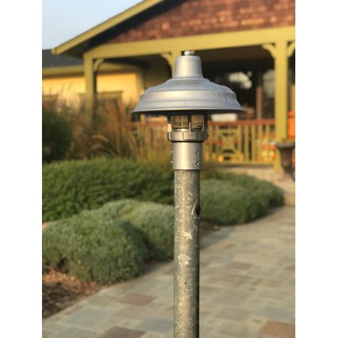 13" Bomber LED Industrial Guard Post Mount, 975-Galvanized, 1600 LED Lumens, 2700k Color Temp | Photo Courtesy of Homeowner