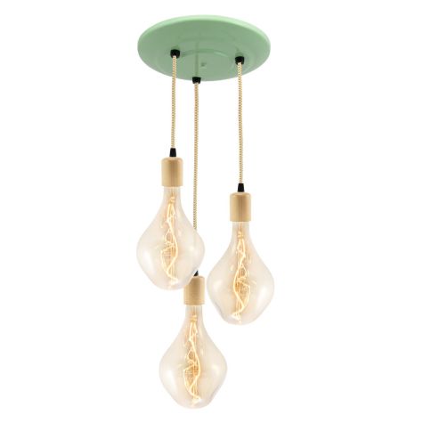 Voronoi II LED Tala Lamp (Displayed here: Downtown Minimalist Wooden Socket 3-Light Pendant, 311-Jadite, Maple Wood, CSGW-Gold & White Cloth Cord, Shown with Voronoi II Tala Lamps)