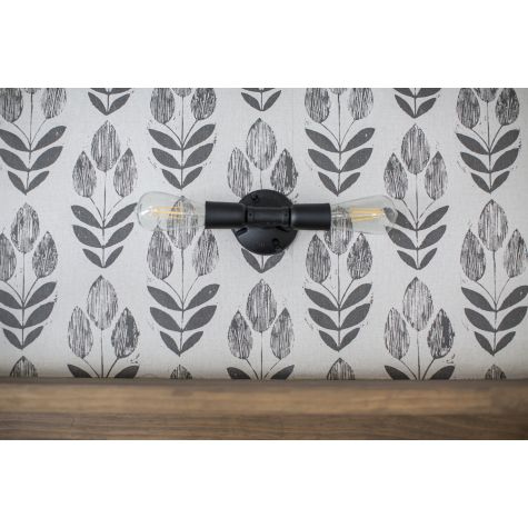 Downtown Minimalist Double Sconce,  Mounting in 105-Textured Black | Photo Courtesy of Restaurant: Impossible & Loyd Have Mercy Restaurant in Titusville, FL