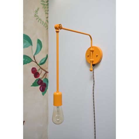 Downtown Swing Arm Plug-In Wall Sconce, 570-Sunflower, G67 Arm, TBB-Brown & Beige Chevron Twist | Photo Courtesy of Brownstone Boys (@brownstoneboys)