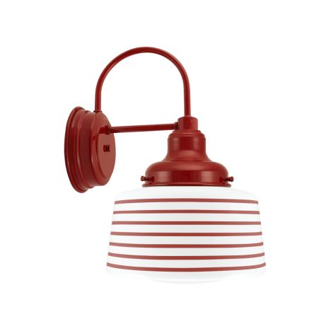 Drum Schoolhouse Sconce, 400-Barn Red, Opaque Glass, Seven Painted Band