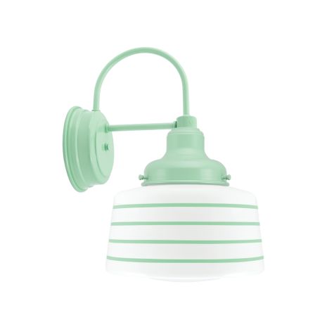 Drum LED Schoolhouse Sconce, 370-Mint, Opaque Glass, Four Painted Band