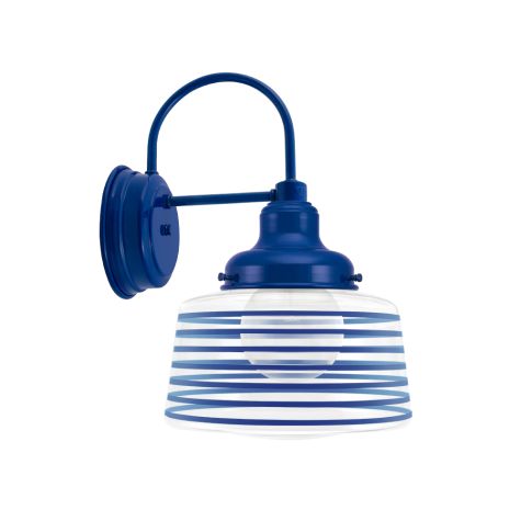Drum Schoolhouse Sconce, 700-Royal Blue, Clear Glass, Seven Painted Band