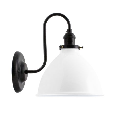 8" Gladstone Dome Shade Sconce, 200-White, Mounting in 100-Black, No Switch