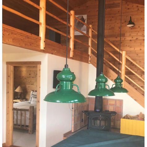 LED Laramie, 307-Emerald, CSB-Black Cloth Cord, Custom 12 ft Cord | Photo Courtesy of Homeowner