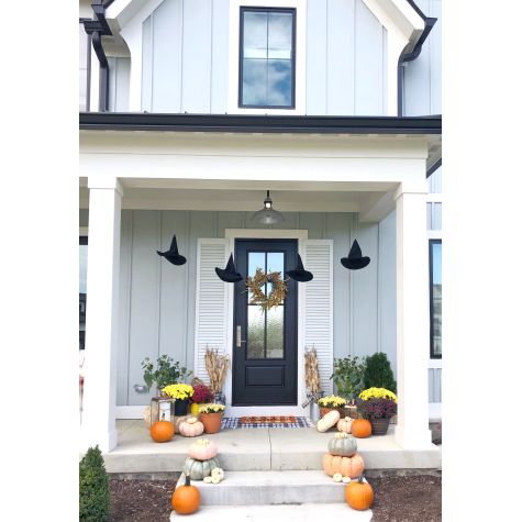 18” Outback, 975-Galvanized Shade, 100-Black Stem & Canopy Finish, With Cap, Heavy Duty Canopy, CGG-Standard Cast Guard in 100-Black, Clear Glass | Photo Courtesy of Melissa Ferre