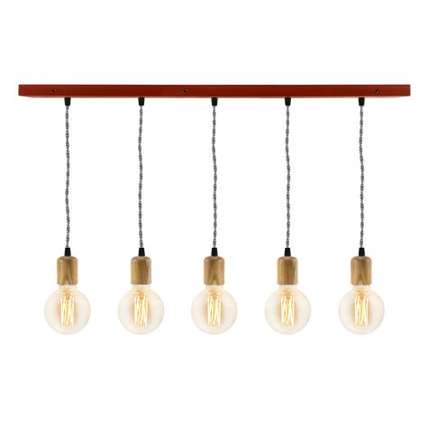 Elva LED Tala Lamp (Displayed here: Downtown Minimalist Wooden Socket 5-Light Pendant, 400-Barn Red, Oak Wood, TBW-Black & White Twist Cord, Shown with Elva Tala Lamps)