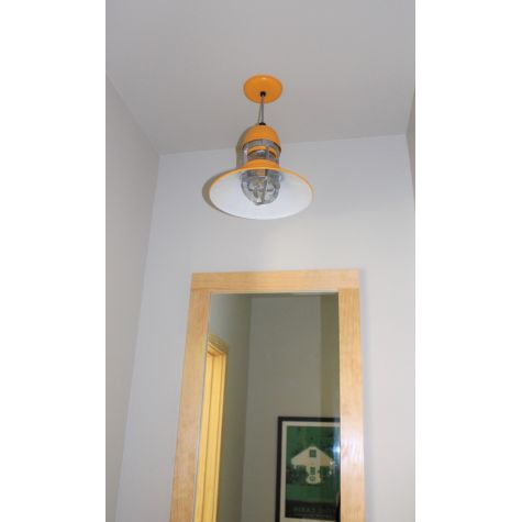 12” Wallaby, 570-Sunflower with 975-Galvanized Guard, No Cap, RIB-Ribbed Glass, CMG-Grey Cotton Cord | Photo Courtesy of Homeowner