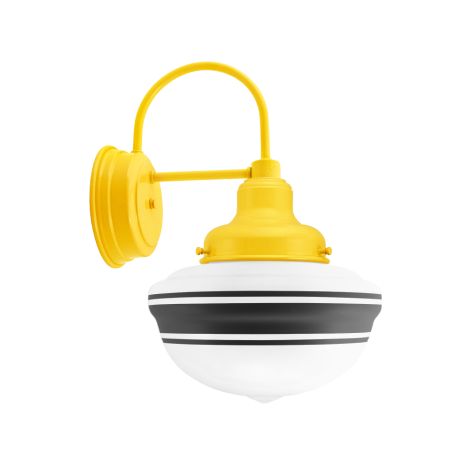Acorn Schoolhouse Sconce, 500-Buttery Yellow, Opaque Glass, Three Painted Band, 100-Black