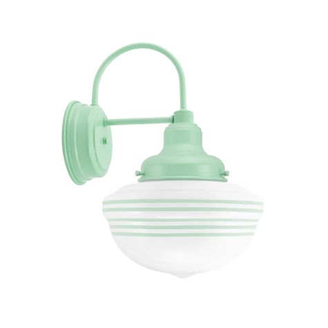 Acorn Schoolhouse Sconce, 370-Mint, Opaque Glass, Five Painted Band
