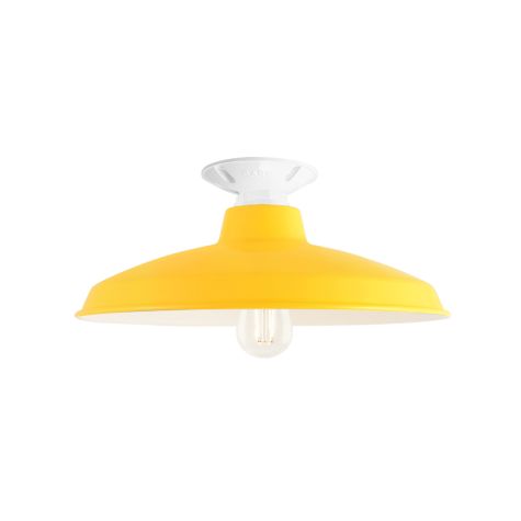 14" Marathon, 500-Buttery Yellow, Mounting in 200-White, Shown with LED Edison S14 Bulb