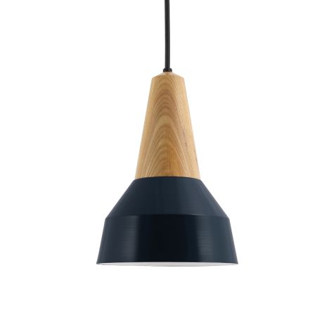 Brunson Wooden Top Pendant, 705-Navy, Ash Wood, CSB-Black Cloth Cord