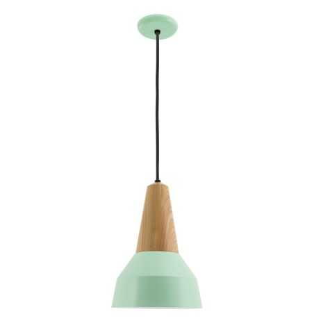 Brunson Wooden Top Pendant, 311-Jadite, Ash Wood, CSB-Black Cloth Cord, Canopy in 311-Jadite