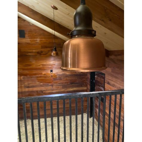 Fargo Pendant, 995-Raw Copper, Cup in 970-Mahogany, No Arms and No Switch, SBK-Standard Black Cord | Photo Courtesy of Kate Zachrich