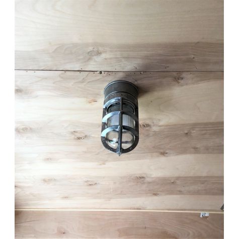 Flush Mount Guard Sconce, 975-Galvanized, TGG-Heavy Duty Cast Guard, Clear Glass | Photo Courtesy of Customer