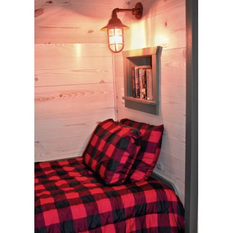 Industrial Guard Sconce, 400-Barn Red, TGG-Heavy Duty Cast Guard, Clear Glass | Photo Courtesy of Homeowner