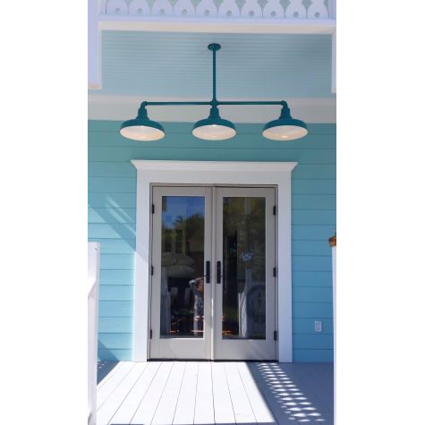 Union 3-Light, 390-Teal, 18” Stem, 24” Arms | Photo Courtesy of Homeowner