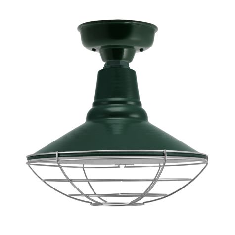 14" Aero LED, 300-Dark Green, Wire Cage, 975-Galvanized