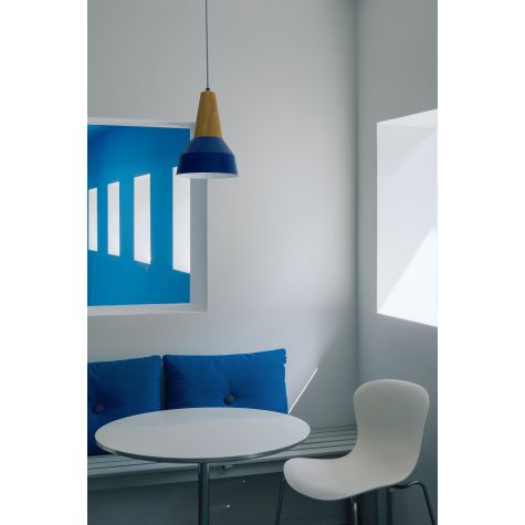 Brunson Wooden Top Pendant, 700-Royal Blue, Ash Wood, CSUW-Blue & White Cloth Cord