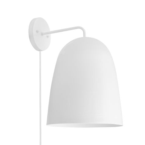 Egg Wall Sconce, 200-White, 8" Projection, Plug-In Option, SWH-Standard White Cord