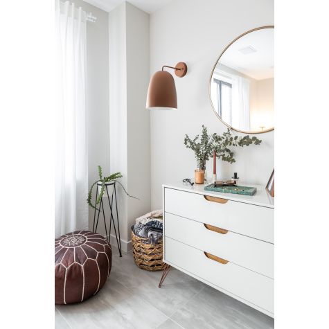 Egg Wall Sconce, 940-Painted Aged Copper Exterior, White Interior, 8" Projection