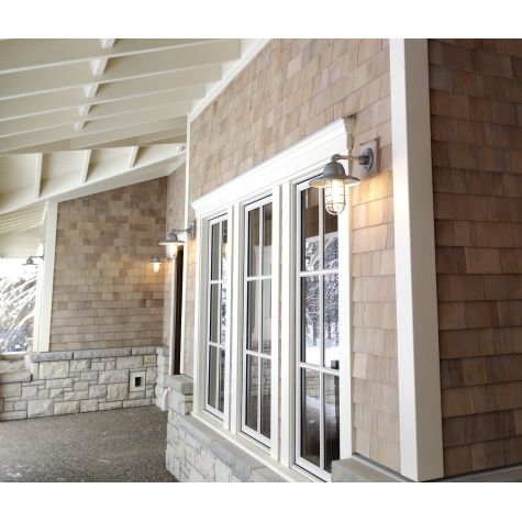 Industrial Guard Sconce, 975-Galvanized, WH-Warehouse Shade, CGG-Standard Cast Guard, Clear Glass | Photo Courtesy of Homeowner