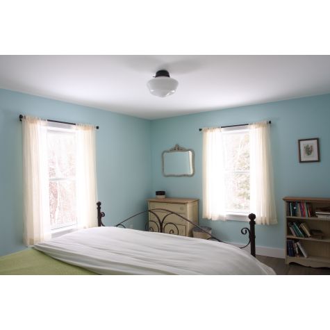 Primary Schoolhouse Flush Mount Light, 805-Charcoal Granite Fitter, Large Opaque Glass | Photo Courtesy of Brooke Green