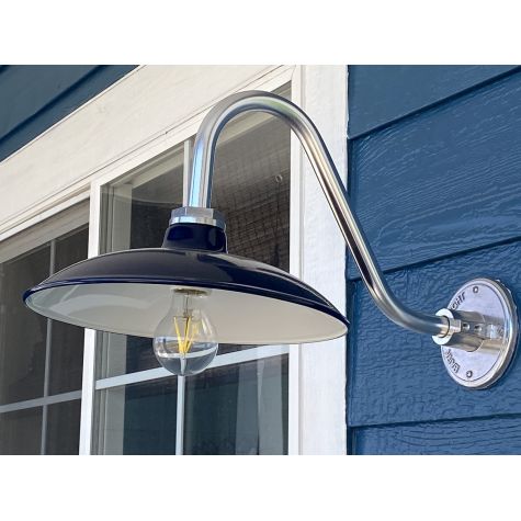 12” Sinclair, 705-Navy, G26 Gooseneck Arm in 980-Brushed Aluminum | Photo Courtesy of Homeowner