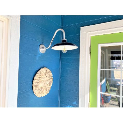12” Sinclair, 705-Navy, G26 Gooseneck Arm in 980-Brushed Aluminum | Photo Courtesy of Homeowner