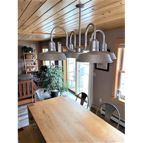 14” Von Braun 4-Light Chandelier, 975-Galvanized, 18” Stem, Standard Canopy | Photo Courtesy of Customer