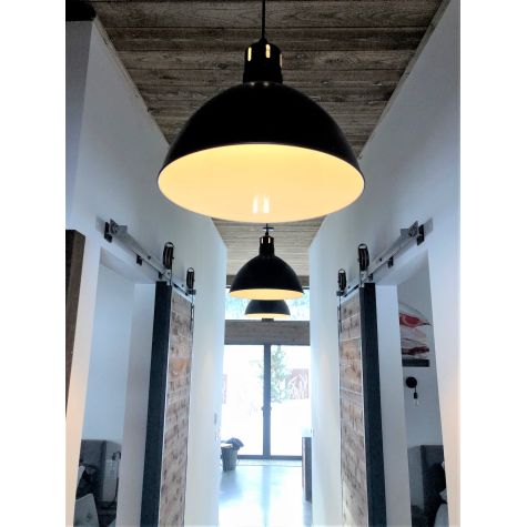 20” Wilcox Vented Cord Hung Pendants, 100-Black, Narrow Slot Vent, SBK-Standard Black Cord | Photo Courtesy of Designs North West