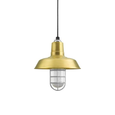 12" The Original™ Nautical LED Pendant, 997-Natural Raw Brass, CGG-Standard Cast Guard, 975-Galvanized, RIB-Ribbed Glass, SBK-Standard Black Cord