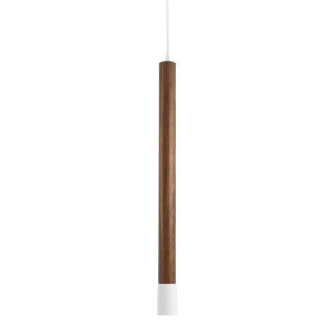 27" Alto Wooden Cylinder Pendant, Walnut Wood, Cup in 200-White, CSW-White Cloth Cord