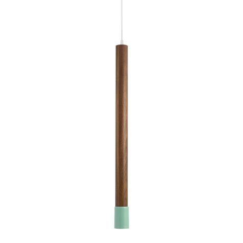 27" Alto Wooden Cylinder Pendant, Walnut Wood, Cup in 311-Jadite, CSW-White Cloth Cord