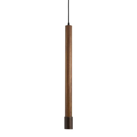 27" Alto Wooden Cylinder Pendant, Walnut Wood, Cup in 615-Oil-Rubbed Bronze, CSB-Black Cloth Cord