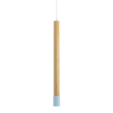 27" Alto Wooden Cylinder Pendant, Ash Wood, Cup in 715-Delphite, CSW-White Cloth Cord