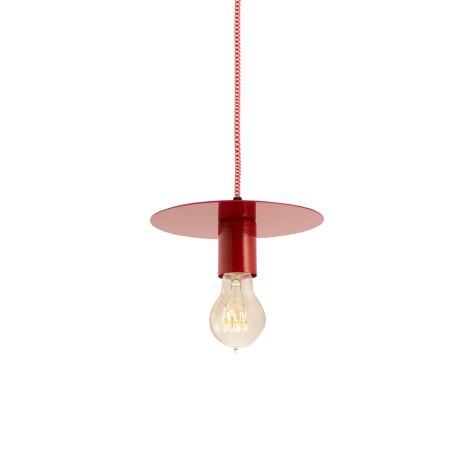 8" Ellington, 400-Barn Red, CSRW-Red & White Cloth Cord, Shown with Nostalgic Edison 40W Victorian Bulb