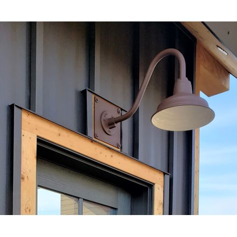 Heavy Duty Backing Plate (Displayed here: 11” Bomber, 605-Rust, G15 Gooseneck Arm, Heavy Duty Backing Plate | Photo Courtesy of Homeowner)