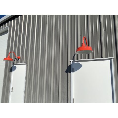15" Bomber, 420-Orange, G22 Gooseneck Arm, Decorative Backing Plate Cover