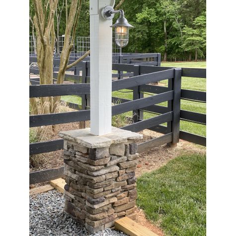 Industrial Guard Sconce, 975-Galvanized, Flared Shade, TGG-Heavy Duty Cast Guard, RIB-Ribbed Glass | Photo Courtesy of Homeowner
